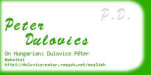 peter dulovics business card